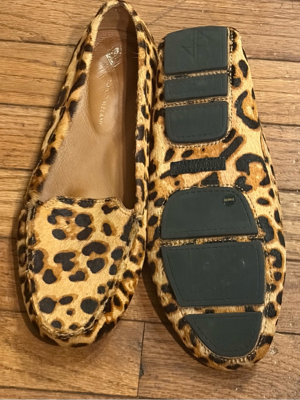 Antonio Melani Real Bovine Hair Upper Leather Cheetah Loafer Flats Sz 8.5 - Picture 10 of 11